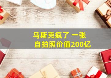 马斯克疯了 一张自拍照价值200亿